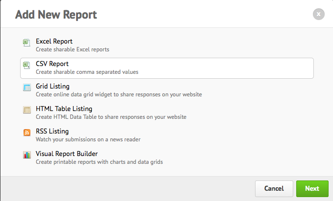 Jot form reports screen